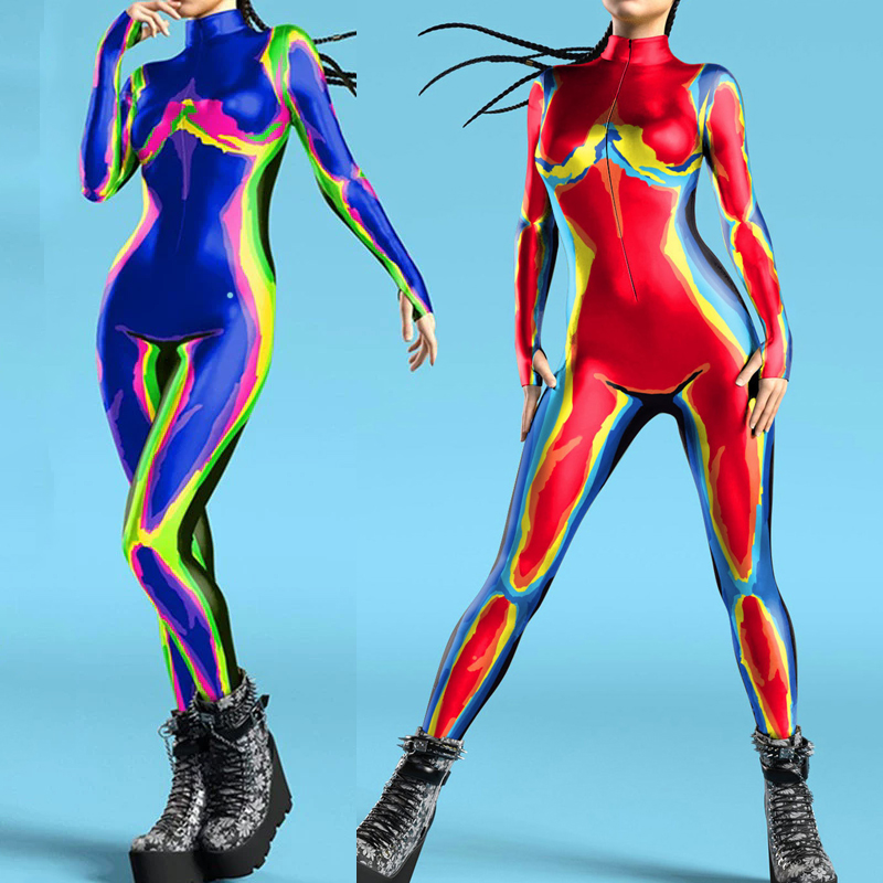 Anime Cosplay Images - 여성 3D 인쇄 Zentai Bodysuit 다채로운