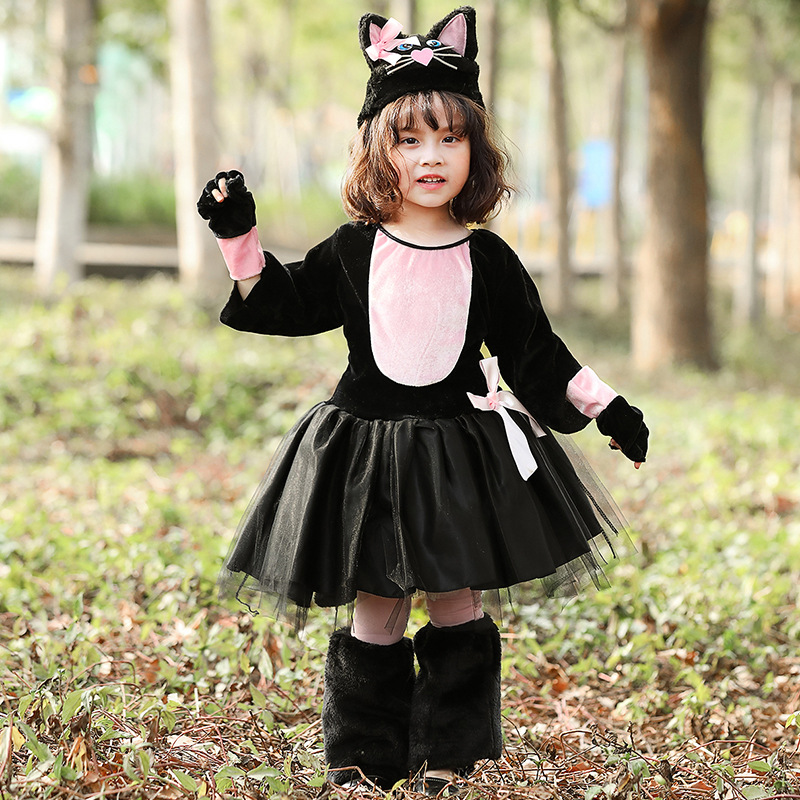 Anime Cosplay Girl Photo - 새로운 할로윈 검은 고양이 코스프레 의상