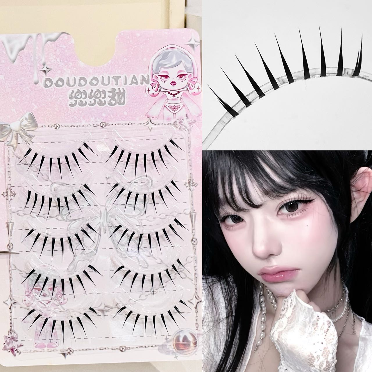 Anime Cosplay Lashes - 두두티안 웨트룩 스파이키 풀 스트립 만화풍