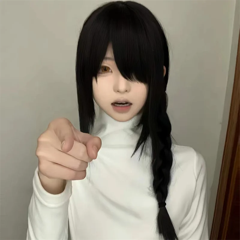 애니메이션 체인소맨 나유타 성인 코스프레 가발 검정 긴 - Anime Cosplay Chainsaw Man 리뷰 및 가격