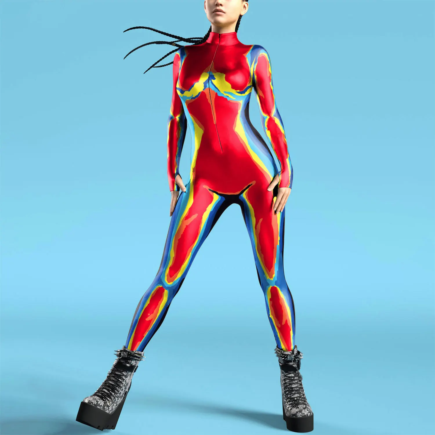 여성 3D 인쇄 Zentai Bodysuit 다채로운  - Anime Cosplay Images 리뷰 및 가격