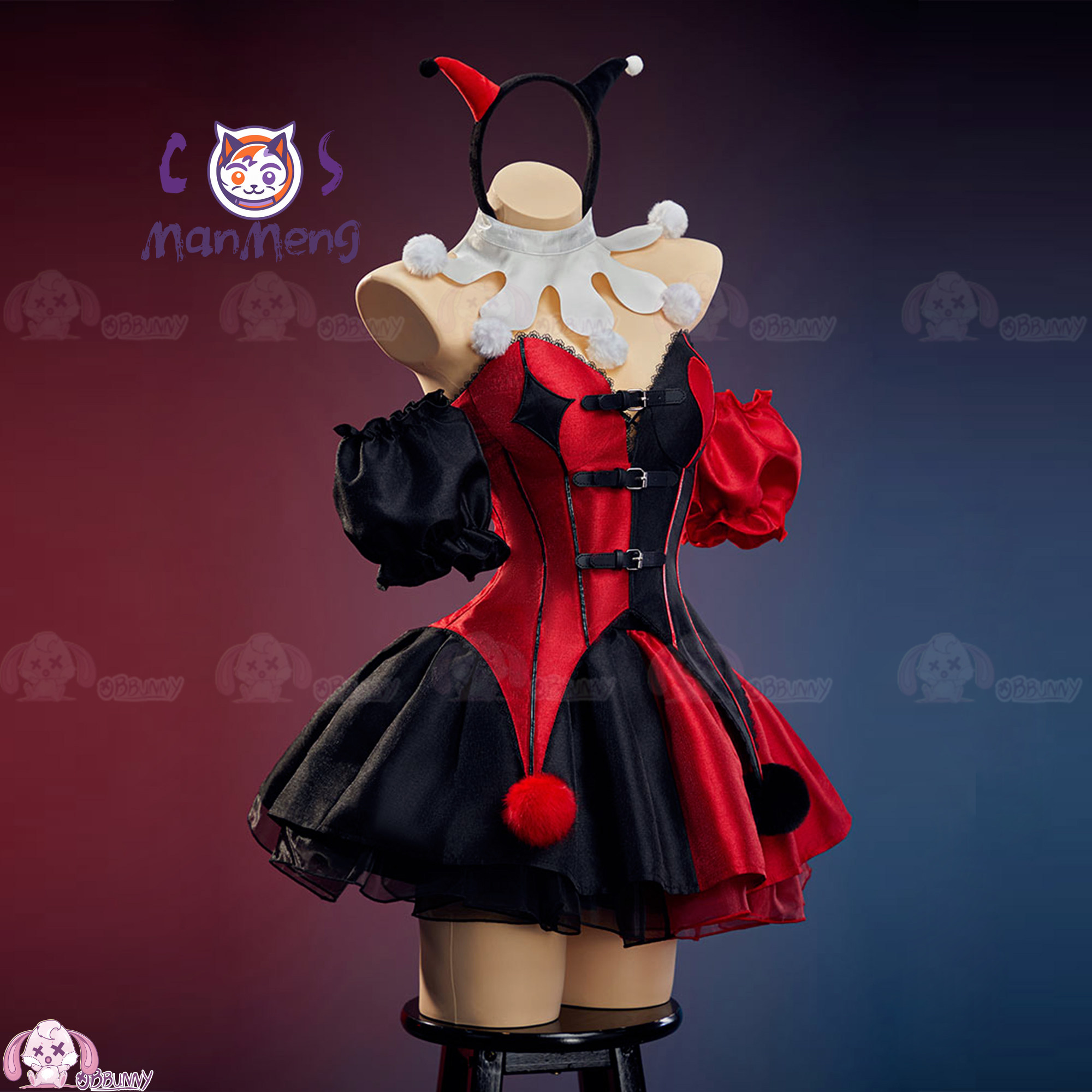 새로운 광대 고딕 로리타 허리 스커트 레드와 블랙 컬러 - Anime Cosplay Red 리뷰 및 가격